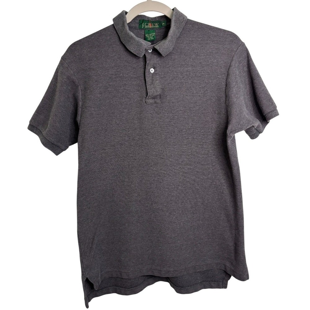 Vintage J.Crew Oarsman Men S Gray Polo Shirt Cotton Short Sleeve Casual Preppy